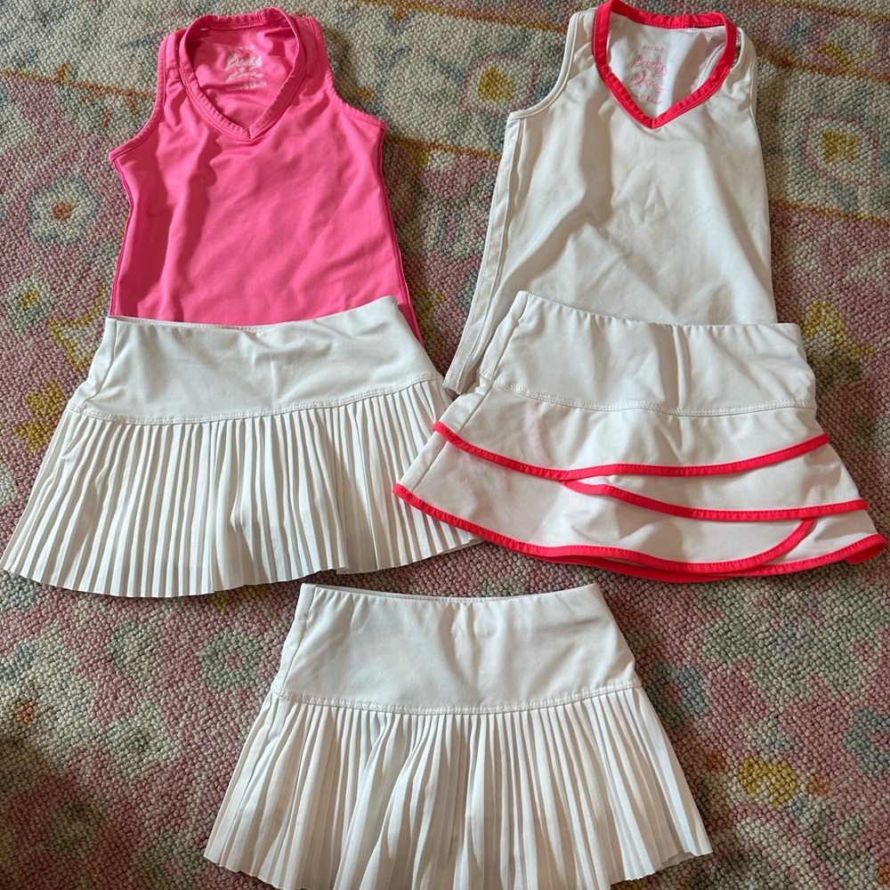 Lucky In Love girls Tennis 5 piece shirt top bundle size 4 5 6 XXS XS